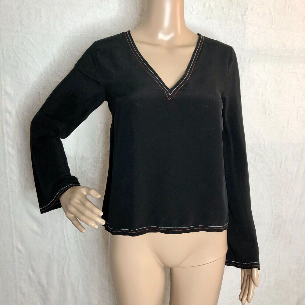 Madewell Silk Embroidered Open Back Top